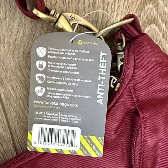 New With tags Travelon Anti-Theft Crossbody Bag, With Matching Wallet, Red - Picture 7 of 7